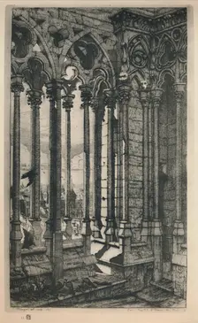 La Galerie Notre-Dame (3rd State, 11 1/8 x 6 15/16 Inches) 1853, (1927.) Artist: Charles Meryon