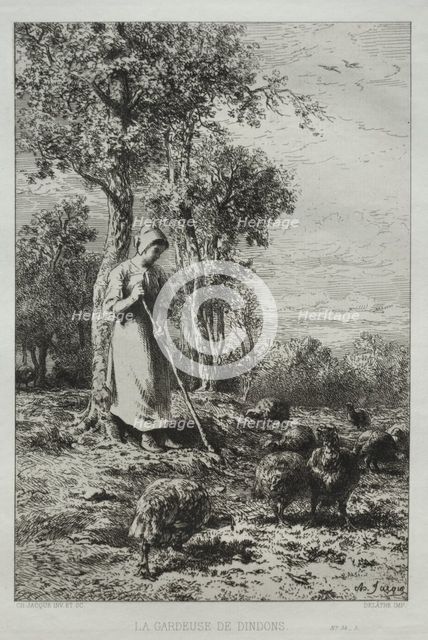 La Gardeuse de Dindons. Creator: Charles-Émile Jacque (French, 1813-1894).