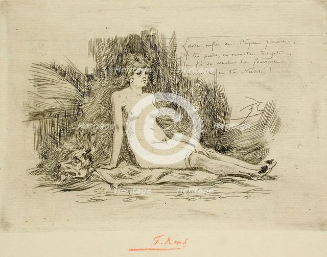La Grande Femme à la fourrure, assise, 1878. Creator: Félicien Rops.