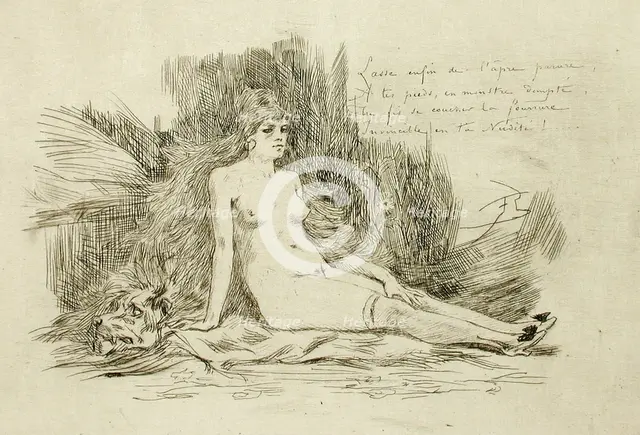 La Grande Femme à la fourrure, assise, 1878. Creator: Félicien Rops.