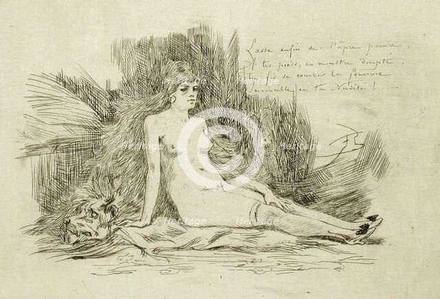 La Grande Femme à la fourrure, assise, 1878. Creator: Félicien Rops.