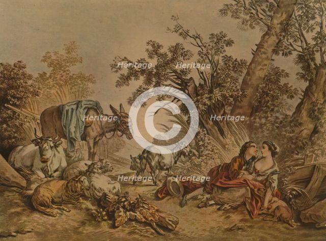 'La Grande Pastorale, No. 602', (Pastoral Scene), c1740-1770, (1913). Artist: Gilles Demarteau.