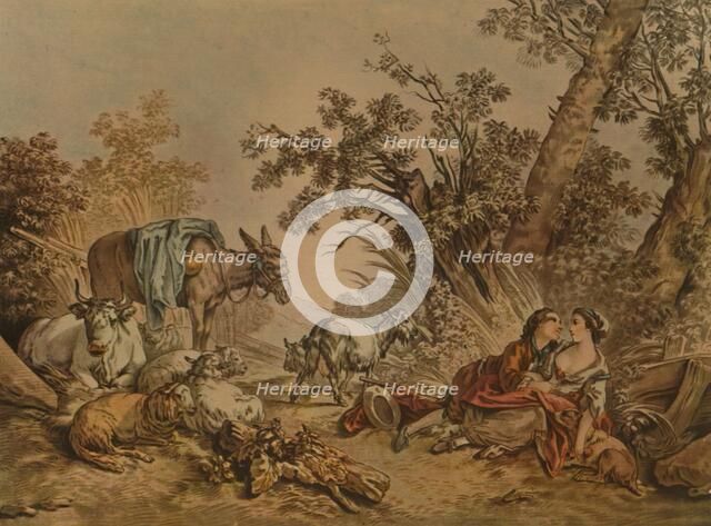 'La Grande Pastorale, No. 602', (Pastoral Scene), c1740-1770, (1913). Artist: Gilles Demarteau.