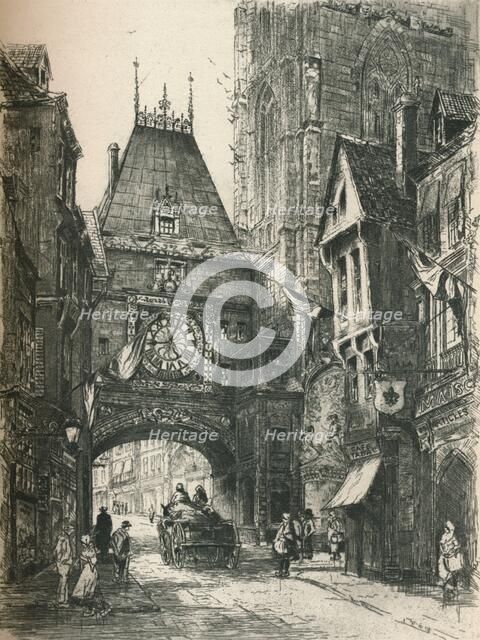 La Grosse Horloge, Rouen, c19th century. (1925). Artist: William Renison