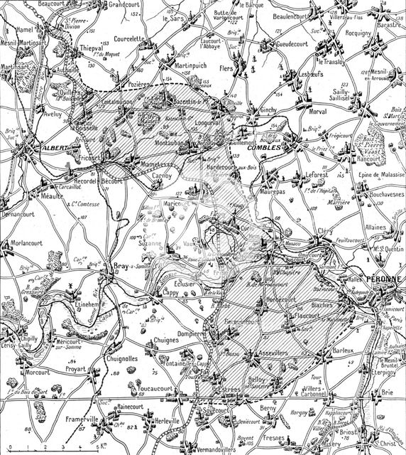 'La guerre 13-19 juillet 1916; Nord et sud de la Somme: Croquis du terrain de l'offensive..., 1916. Creator: Unknown.