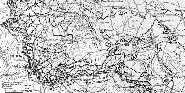 'La Guerre 20-26 juillet 1916; cartes des ouvrages allemands d'Ovillers a Hardecourt, 1916. Creator: Unknown.