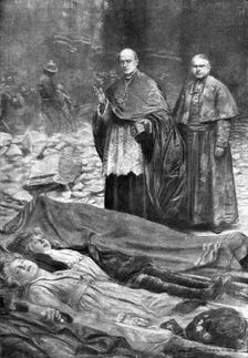 "La Guerre a L'Allemande"; Apres l'attentat du Vendredi Saint: accouru a Saint..., 1918. Creator: J Simont