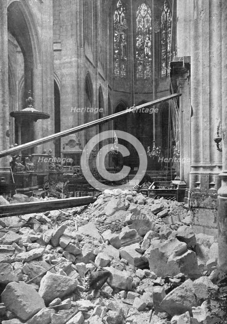 ' "La Guerre a L'Allemande"; La nef de l'eglise Saint-Gervais, atteinte par le canon a longue...1918 Creator: Unknown.