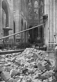 "La Guerre a L'Allemande"; La nef de l'eglise Saint-Gervais, atteinte par le canon a longue...1918 Creator: Unknown