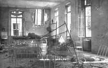 "La Guerre a L'Allemande"; Un angle de la salle de l'hopital de la Maternite, ou un obus..., 1918. Creator: Unknown