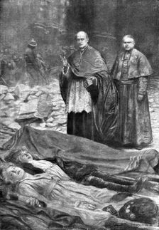 "La Guerre a L'Allemande"; Apres l'attentat du Vendredi Saint: accouru a Saint..., 1918. Creator: J Simont