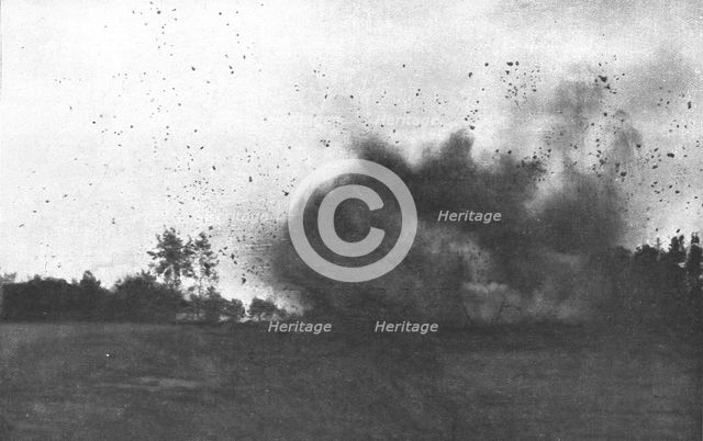 'La Guerre de Mines; explosion d'une mine sous une tranchee allemande', 1915. Creator: Unknown.