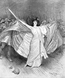La Guerre de Tranchees; A L'Interieur la vie Reprend, La "Marseillaise" a l'opera-comique 1914. Creator: Georges Bertin Scott