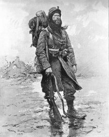 'La Guerre de Tranchees; Le soldat de 1915, Le Poilu 1915. Creator: Unknown