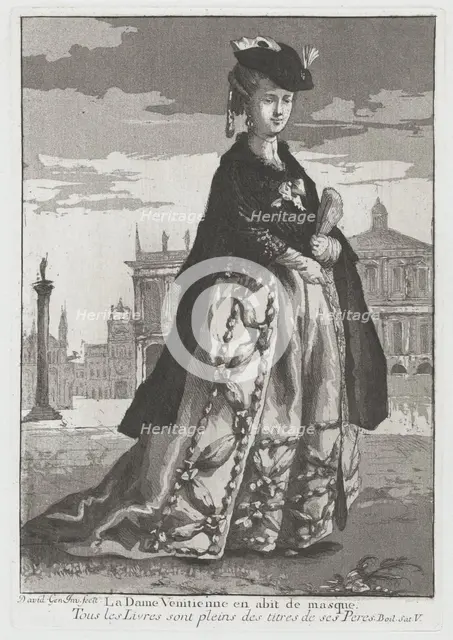 La Dame Venitienne en abit de masque (Venetian Woman in Carnival Dress), 1775. Creator: Giovanni David.