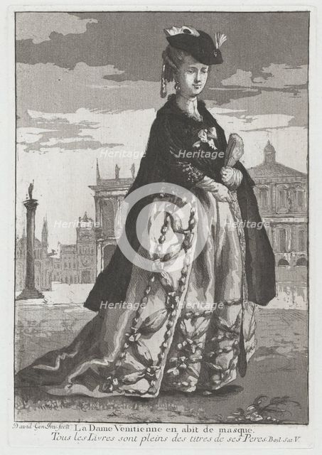 La Dame Venitienne en abit de masque (Venetian Woman in Carnival Dress), 1775. Creator: Giovanni David.