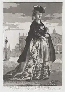La Dame Venitienne en abit de masque (Venetian Woman in Carnival Dress), 1775. Creator: Giovanni David