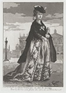 La Dame Venitienne en abit de masque (Venetian Woman in Carnival Dress), 1775. Creator: Giovanni David