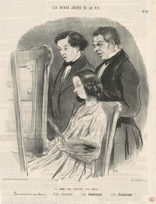 La dame qui cultive les arts, 19th century. Creator: Honore Daumier
