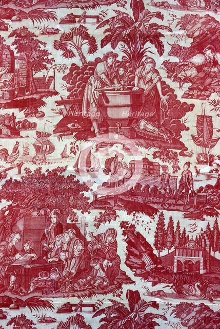 La Danse Savoyarde ou La Lessive (Furnishing Fabric), France, c. 1790. Creator: Lecler Pére et fils.