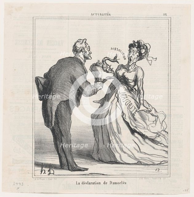 La declaration de Damoclés, 1870. Creator: Honore Daumier.
