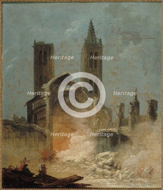 La Démolition de l'église Saint-Jean-en-Grève, en 1800, c1800. Creator: Hubert Robert.