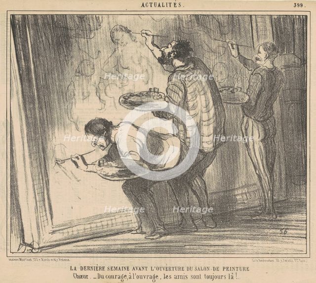 La dernière semaine avant l'ouverture du salon ..., 19th century. Creator: Honore Daumier.