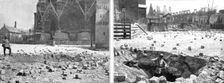 La destruction methodique de Reims; Le sol de la place du Parvis-Notre-Dame, creve par..., 1917. Creator: Unknown