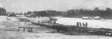 La Diversion Russe de Bukovine, Petrograd, janvier 1916; Etablissement d'un pont le..., 1916. Creator: Unknown