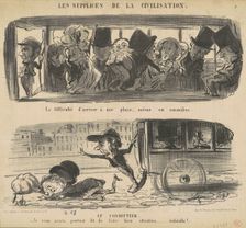 La difficulté d'arriver à une place, même en ommibus, 19th century. Creator: Honore Daumier