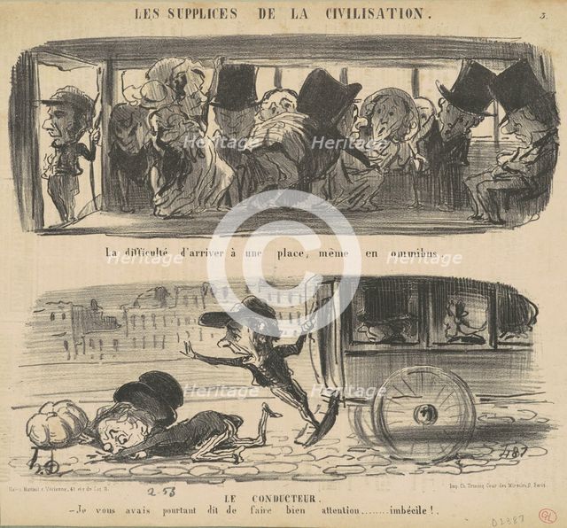 La difficulté d'arriver à une place, même en ommibus, 19th century. Creator: Honore Daumier.