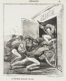 La Diplomatie poussant à la roue, 1867. Creator: Cham