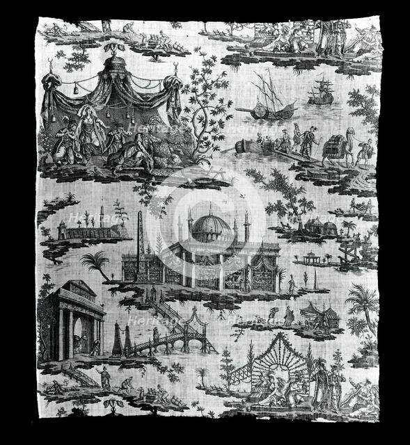 La Foire du Caire (The Cairo Fair) (Furnishing Fabric), Nantes, c. 1800. Creator: Petitpierre Frères & Cie.