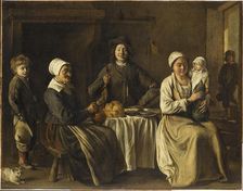 La famille heureuse, ou Le retour du baptême (The happy family, or The return from baptism), 1642. Creator: Le Nain, Louis (1593-1648)