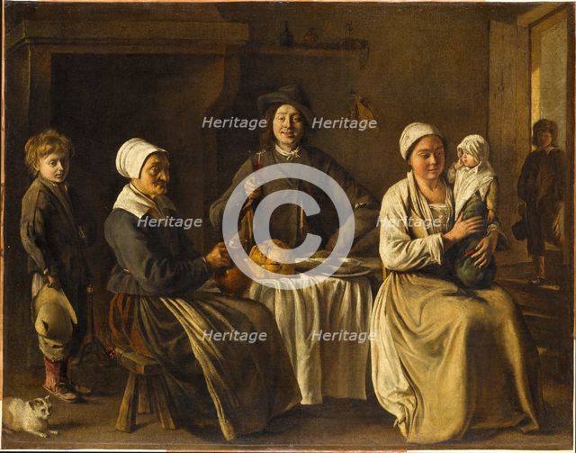 La famille heureuse, ou Le retour du baptême (The happy family, or The return from baptism), 1642. Creator: Le Nain, Louis (1593-1648).