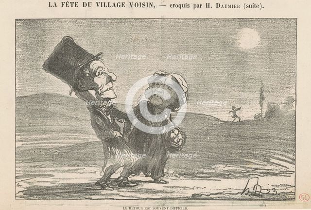 La Fête du Village Voisin, 19th century. Creator: Honore Daumier.
