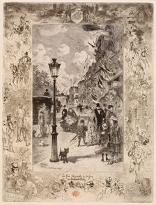 La Fête nationale au Boulevard Clichy (National Holiday on the Boulevard de Clichy), 1878. Creator: Felix Hilaire Buhot