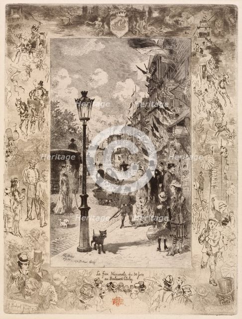 La Fête nationale au Boulevard Clichy (National Holiday on the Boulevard de Clichy), 1878. Creator: Felix Hilaire Buhot.
