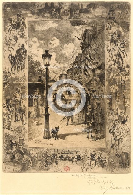 La Fête nationale au Boulevard Clichy (National Holiday on the Boulevard de Clichy), 1878. Creator: Felix Hilaire Buhot.