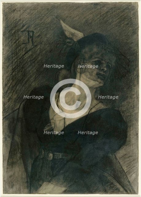 La femme au lorgnon. (Lady with a Lorgnette), c. 1870. Creator: Rops, Félicien (1833-1898).