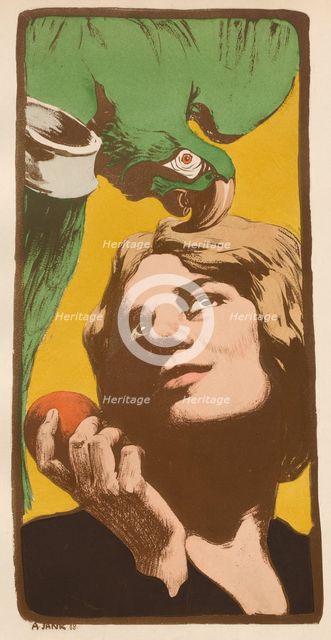 La Femme au Perroquet, 1898. Creator: Angelo Jank (German, 1868-1940); Imprimerie Champenois.