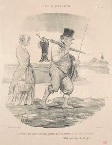 La femme doit suivre son mari ..., 19th century. Creator: Honore Daumier