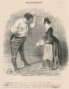 La femme. Je viens de découvrir une mèche..., 1840. Creator: Honore Daumier