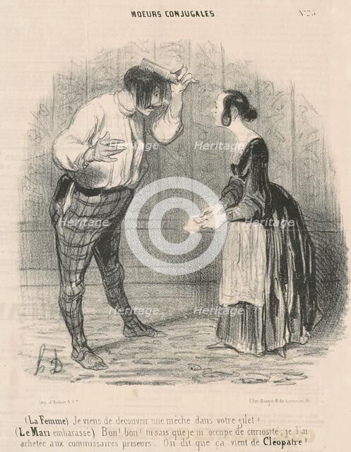 La femme. Je viens de découvrir une mèche..., 1840. Creator: Honore Daumier.