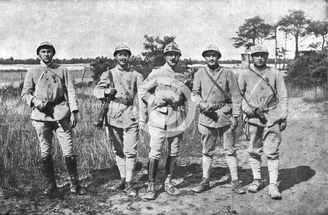 'La fin d'un Reve; Le lieutenant Balestier, le sergent Lejeune, les caporaux Hoquet et..., 1918. Creator: Unknown.