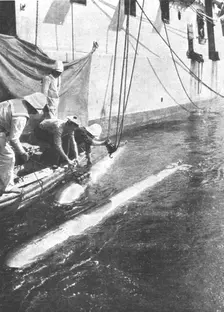 La flotte Francaise en orient; Repechage de torpilles apres un exercice de lancement 1916. Creator: Unknown