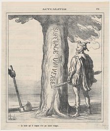 La hache que le coupera n'est pas encore trempée, 1871. Creator: Honore Daumier