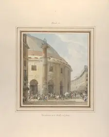 La Halle aux Blés, Exterior View, ca. 1810. Creator: Pierre Francois Leonard Fontaine