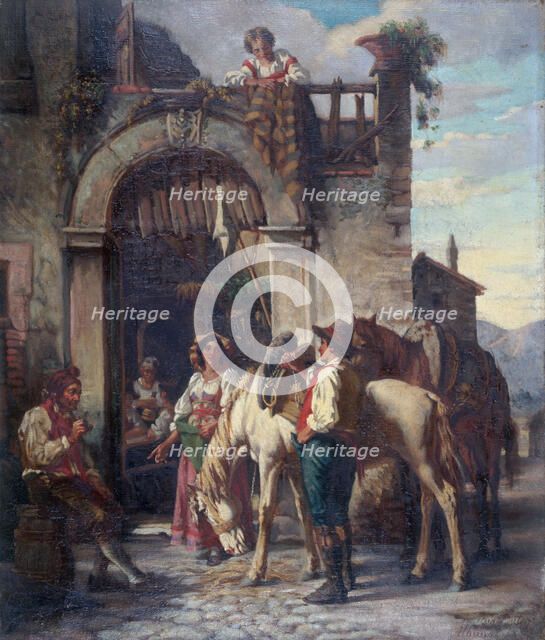 La halte des chevaux à l'auberge, c.1860. Creator: Auguste Dutuit.