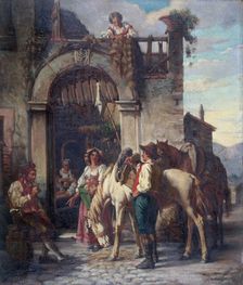 La halte des chevaux à l'auberge, c.1860. Creator: Auguste Dutuit